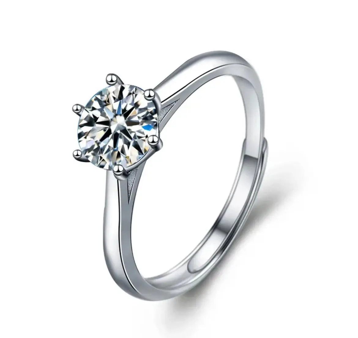 S925 Silver 1Karat Moissanite Ring for Women - Geometric Design